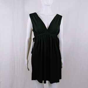 ZARA Collection Basic T-Shirt Size Large Tie Sides Plunging Neckline Black Dress